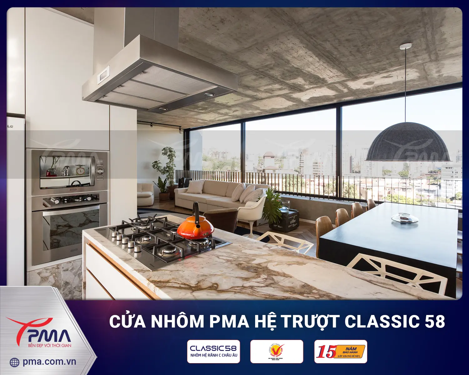 Cửa sổ mở trượt hệ 95 PMA Classic 58