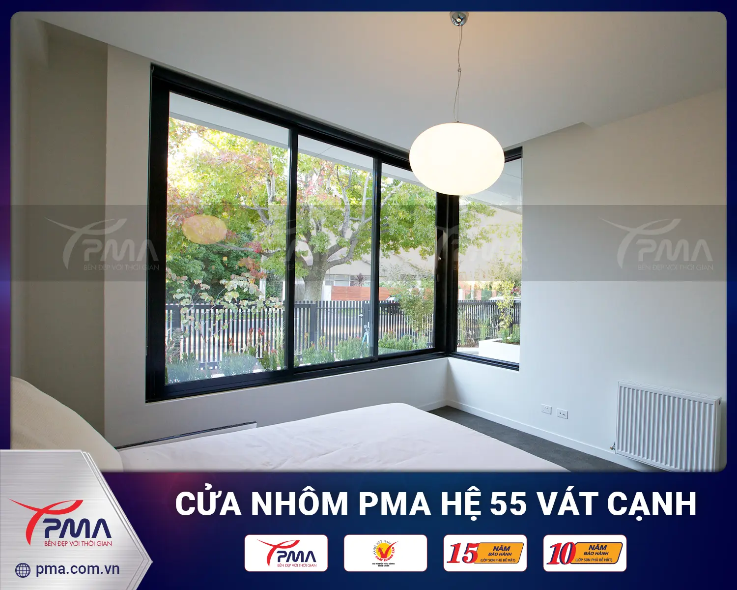 Cửa sổ mở trượt PMA hệ 55 Vát cạnh