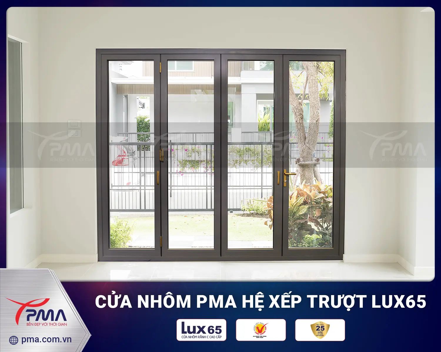 Cửa đi PMA Lux65 hệ xếp trượt 80