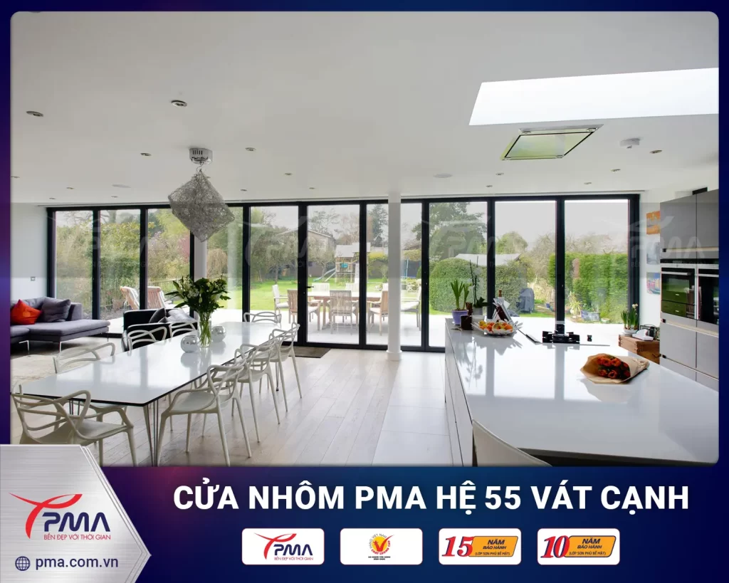 Cửa đi mở quay PMA hệ 55 Vát cạnh