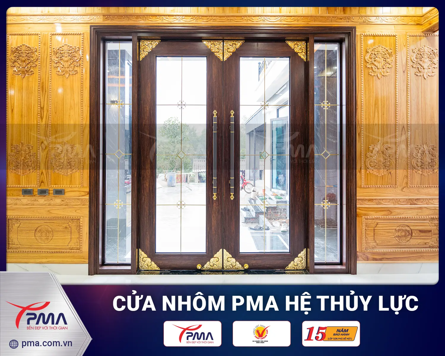 Cửa Thuỷ lực PMA màu vân gỗ